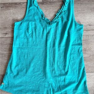 Lilly Pulitzer Turquoise Ruffle V-Neck Tank
